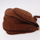 LOEWE Shoulder Bag Suede Brown Gold Auth ka5179-3