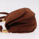 LOEWE Shoulder Bag Suede Brown Gold Auth ka5179-4