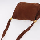 LOEWE Shoulder Bag Suede Brown Gold Auth ka5179-6