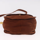 LOEWE Shoulder Bag Suede Brown Gold Auth ka5179-5