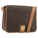 CELINE Macadam Shoulder Bag PVC Leather Brown Gold Auth ka5180A-1