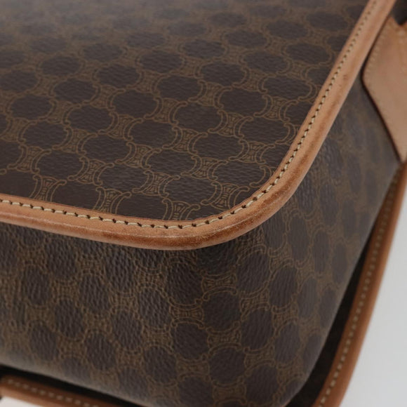 CELINE Macadam Shoulder Bag PVC Leather Brown Gold Auth ka5180A