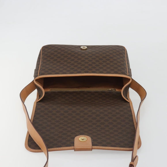 CELINE Macadam Shoulder Bag PVC Leather Brown Gold Auth ka5180A