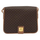 CELINE Macadam Shoulder Bag PVC Leather Brown Gold Auth ka5180A-13