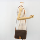 CELINE Macadam Shoulder Bag PVC Leather Brown Gold Auth ka5180A-22