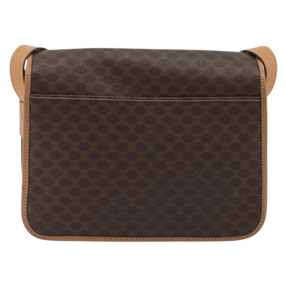CELINE Macadam Shoulder Bag PVC Leather Brown Gold Auth ka5180A