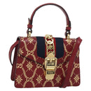 GUCCI Silvi Hand Bag Leather 2way Red Gold 470270 Auth ka5187A-1