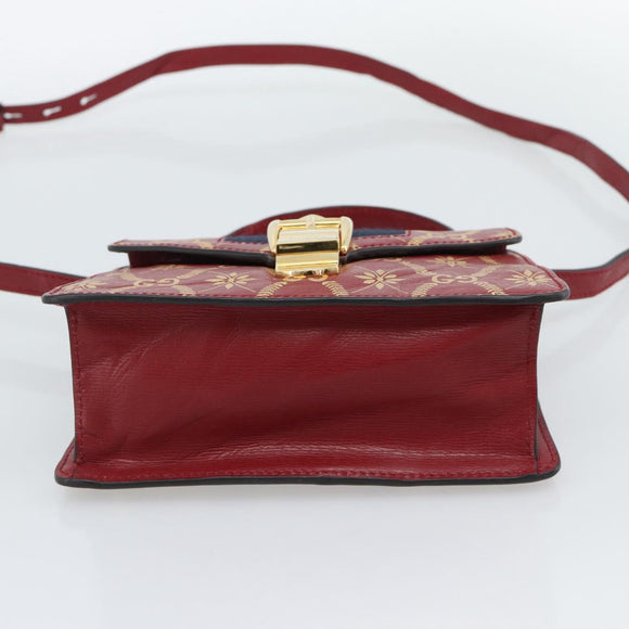 GUCCI Silvi Hand Bag Leather 2way Red Gold 470270 Auth ka5187A