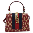 GUCCI Silvi Hand Bag Leather 2way Red Gold 470270 Auth ka5187A-2