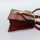 GUCCI Silvi Hand Bag Leather 2way Red Gold 470270 Auth ka5187A-4