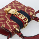 GUCCI Silvi Hand Bag Leather 2way Red Gold 470270 Auth ka5187A-6