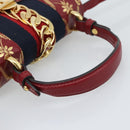 GUCCI Silvi Hand Bag Leather 2way Red Gold 470270 Auth ka5187A-7