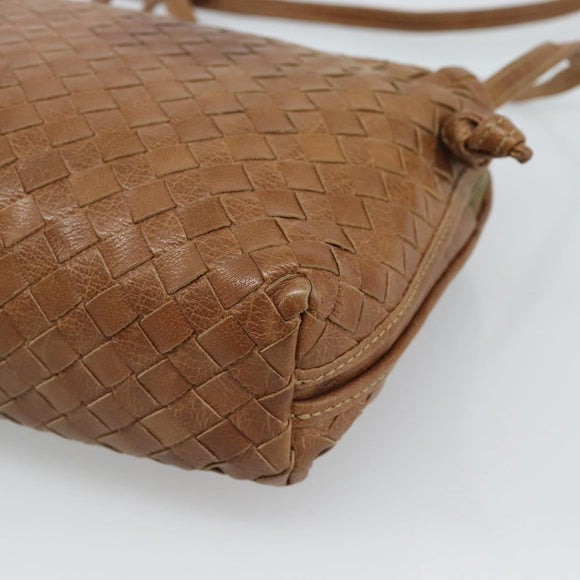 BOTTEGA VENETA INTRECCIATO Shoulder Bag Leather Outlet Brown Gold Auth ka5188A