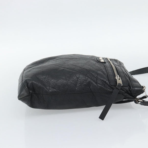 BALENCIAGA Neo Sketch Shoulder Bag Leather Black Silver 390924 Auth ka5190