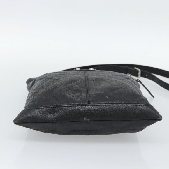 BALENCIAGA Neo Sketch Shoulder Bag Leather Black Silver 390924 Auth ka5190