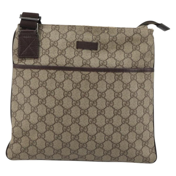 GUCCI GG Supreme Shoulder Bag PVC Leather Beige Silver 141626 Auth ka5191