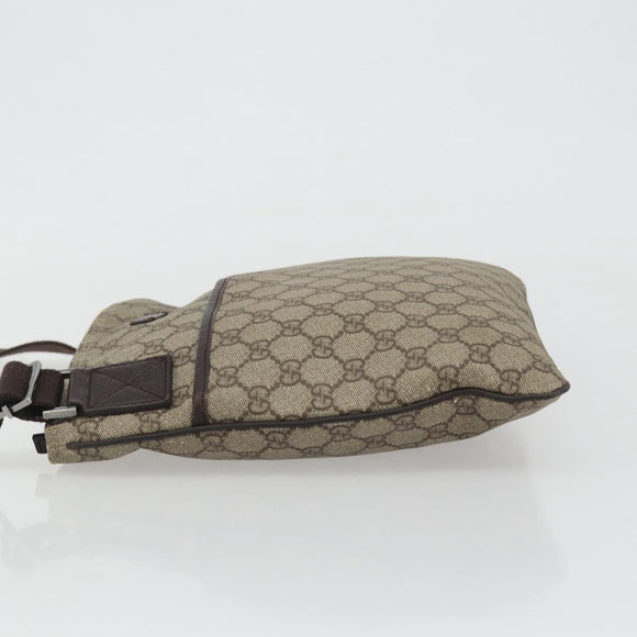 GUCCI GG Supreme Shoulder Bag PVC Leather Beige Silver 141626 Auth ka5191