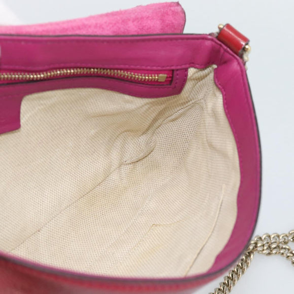 GUCCI Chain Soho Shoulder Bag Patent Pink Gold 336752 Auth ka5192