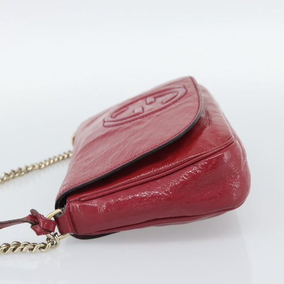 GUCCI Chain Soho Shoulder Bag Patent Pink Gold 336752 Auth ka5192