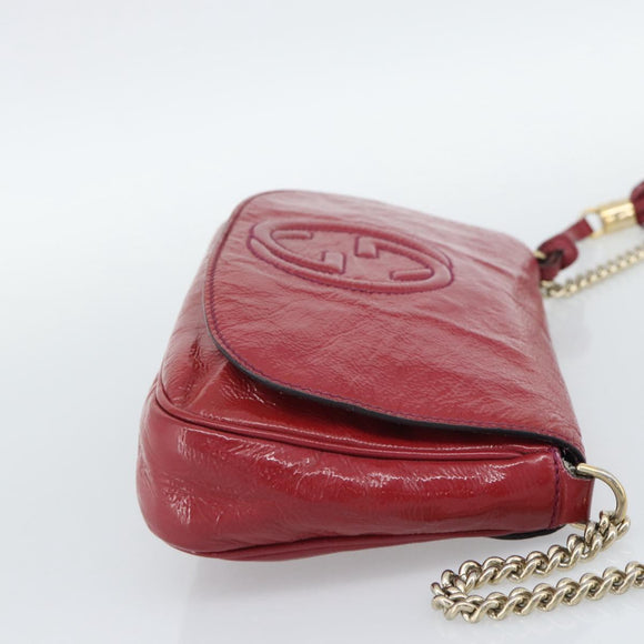 GUCCI Chain Soho Shoulder Bag Patent Pink Gold 336752 Auth ka5192
