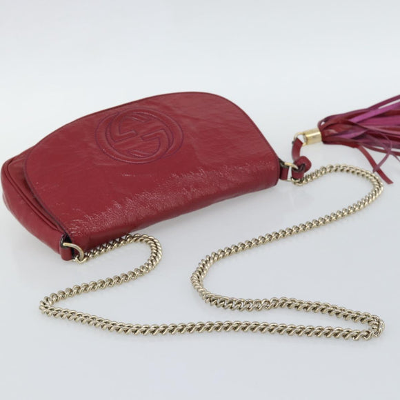 GUCCI Chain Soho Shoulder Bag Patent Pink Gold 336752 Auth ka5192