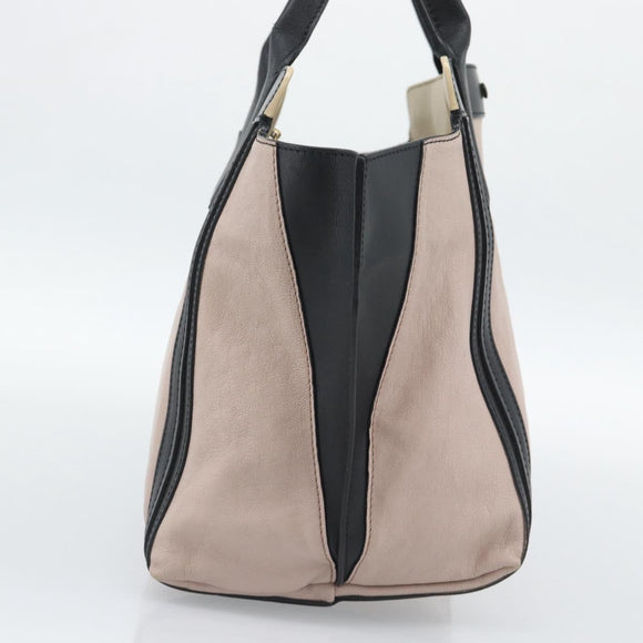 Chloe Alison Hand Bag Leather Pink Black Auth ka5193