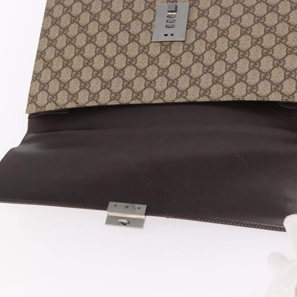 GUCCI GG Supreme Business Bag PVC Leather Beige Silver 34044 Auth ka5200