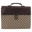 GUCCI GG Supreme Business Bag PVC Leather Beige Silver 34044 Auth ka5200-13