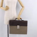 GUCCI GG Supreme Business Bag PVC Leather Beige Silver 34044 Auth ka5200-24