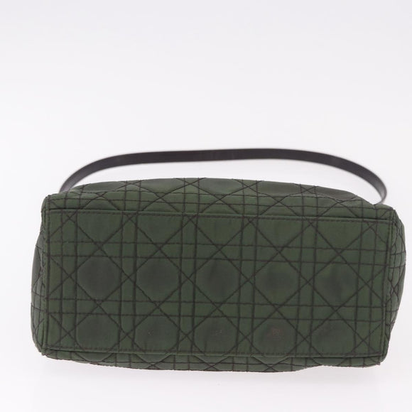 Christian Dior Canage Hand Bag Canvas 2way Green Silver Auth ka5205