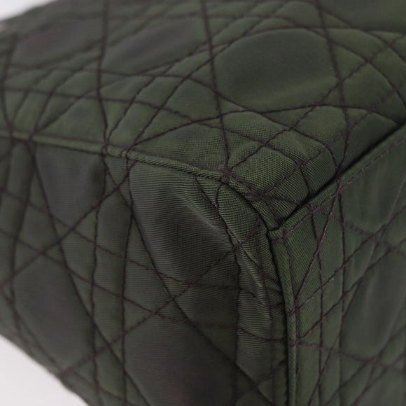 Christian Dior Canage Hand Bag Canvas 2way Green Silver Auth ka5205