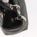 Christian Dior Canage Hand Bag Canvas 2way Green Silver Auth ka5205-10