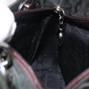 Christian Dior Canage Hand Bag Canvas 2way Green Silver Auth ka5205-22