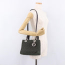 Christian Dior Canage Hand Bag Canvas 2way Green Silver Auth ka5205-26
