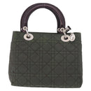 Christian Dior Canage Hand Bag Canvas 2way Green Silver Auth ka5205-2
