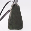 Christian Dior Canage Hand Bag Canvas 2way Green Silver Auth ka5205-3