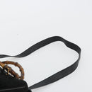 GUCCI Bamboo Hand Bag Suede 2way Black Gold 002 2855 Auth ka5206-10