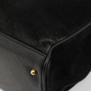 GUCCI Bamboo Hand Bag Suede 2way Black Gold 002 2855 Auth ka5206-14