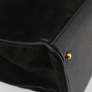 GUCCI Bamboo Hand Bag Suede 2way Black Gold 002 2855 Auth ka5206-15