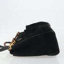 GUCCI Bamboo Hand Bag Suede 2way Black Gold 002 2855 Auth ka5206-5