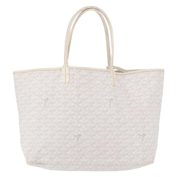GOYARD Herringbone Saint Louis PM Tote Bag PVC White Auth ka5207
