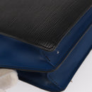 LOUIS VUITTON Epi Bicolor Varenne Hand Bag Black Blue M52385 LV Auth ka521-15