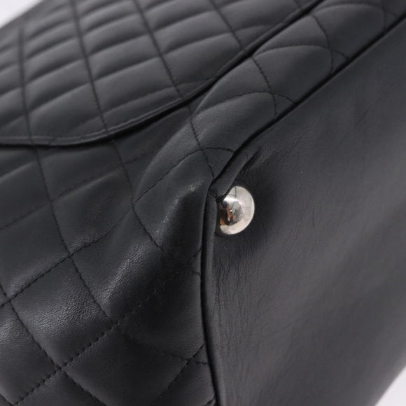 CHANEL Matelasse Cambon Line COCO Mark Tote Bag Leather Black CC Auth ka5210V