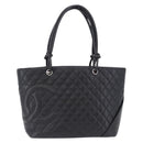 CHANEL Matelasse Cambon Line COCO Mark Tote Bag Leather Black CC Auth ka5210V-2