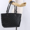 CHANEL Matelasse Cambon Line COCO Mark Tote Bag Leather Black CC Auth ka5210V-25