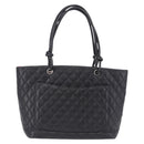 CHANEL Matelasse Cambon Line COCO Mark Tote Bag Leather Black CC Auth ka5210V-3