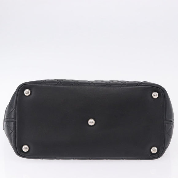 CHANEL Matelasse Cambon Line COCO Mark Tote Bag Leather Black CC Auth ka5210V
