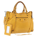 BALENCIAGA Classic Vero Hand Bag Leather 2way Yellow 235216 Auth ka5212A-1