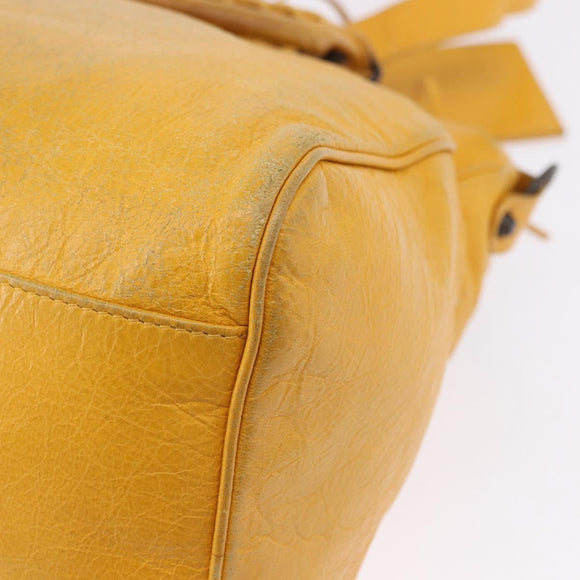 BALENCIAGA Classic Vero Hand Bag Leather 2way Yellow 235216 Auth ka5212A