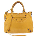 BALENCIAGA Classic Vero Hand Bag Leather 2way Yellow 235216 Auth ka5212A-2